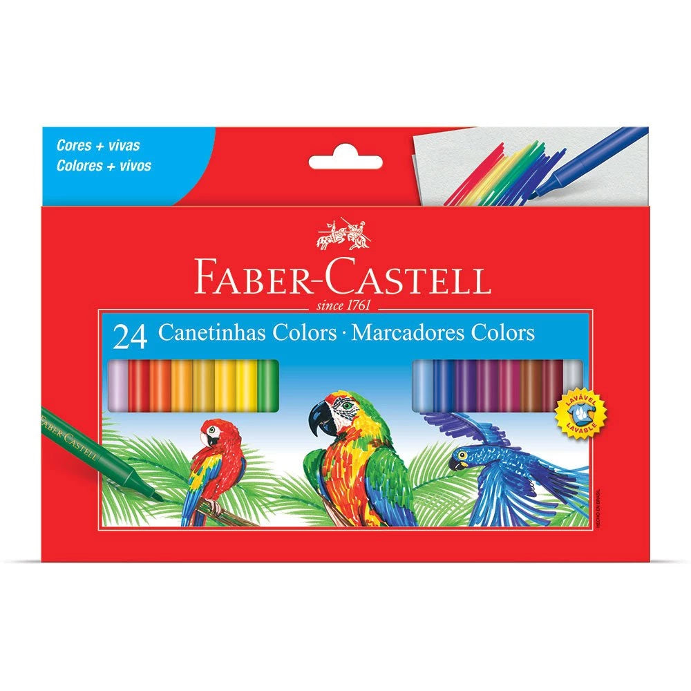 Canetinha Hidrográfica Faber-Castell – 12 ou 24 Unidades