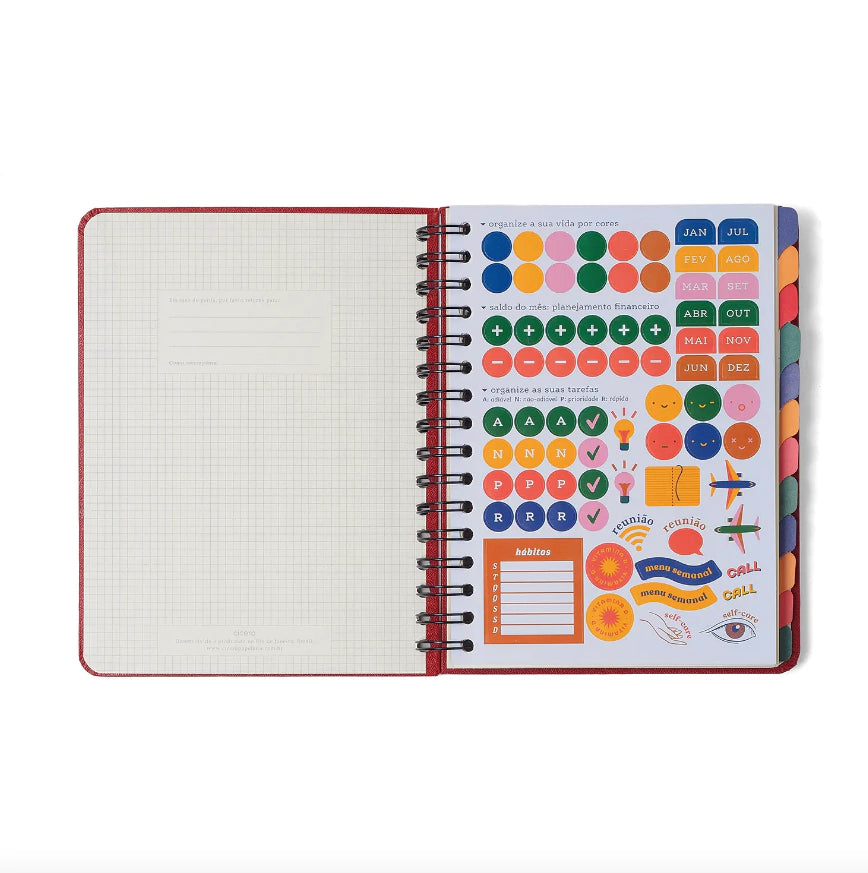 Agenda / Planner Permanente - Cícero - Doce Florada - Azul - Wire-O - Semanal - A5 - 14,8 x 21 cm