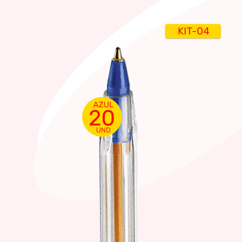 KIT 20 Canetas Bic Cristal Esferográficas 0.8mm Ponta Fina Cores Azul, Preta e Vermelha Original