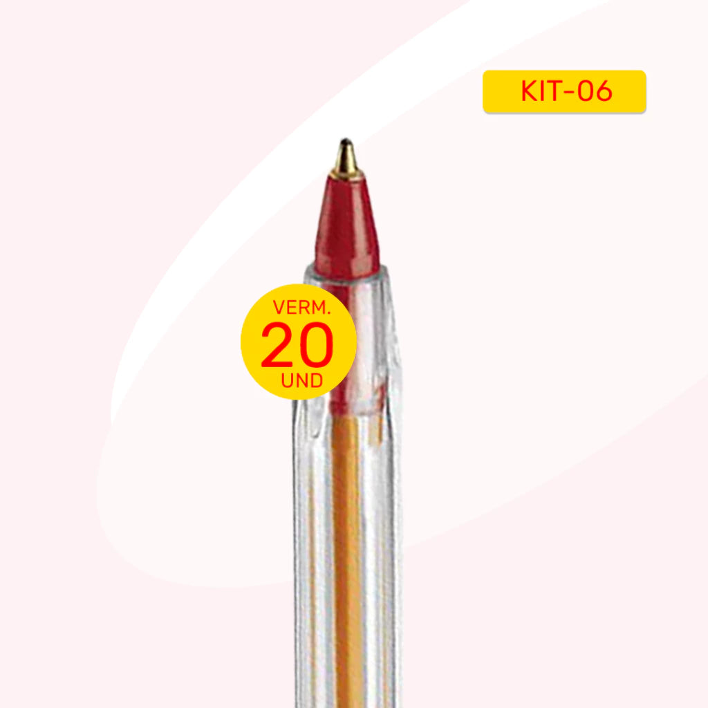 KIT 20 Canetas Bic Cristal Esferográficas 0.8mm Ponta Fina Cores Azul, Preta e Vermelha Original