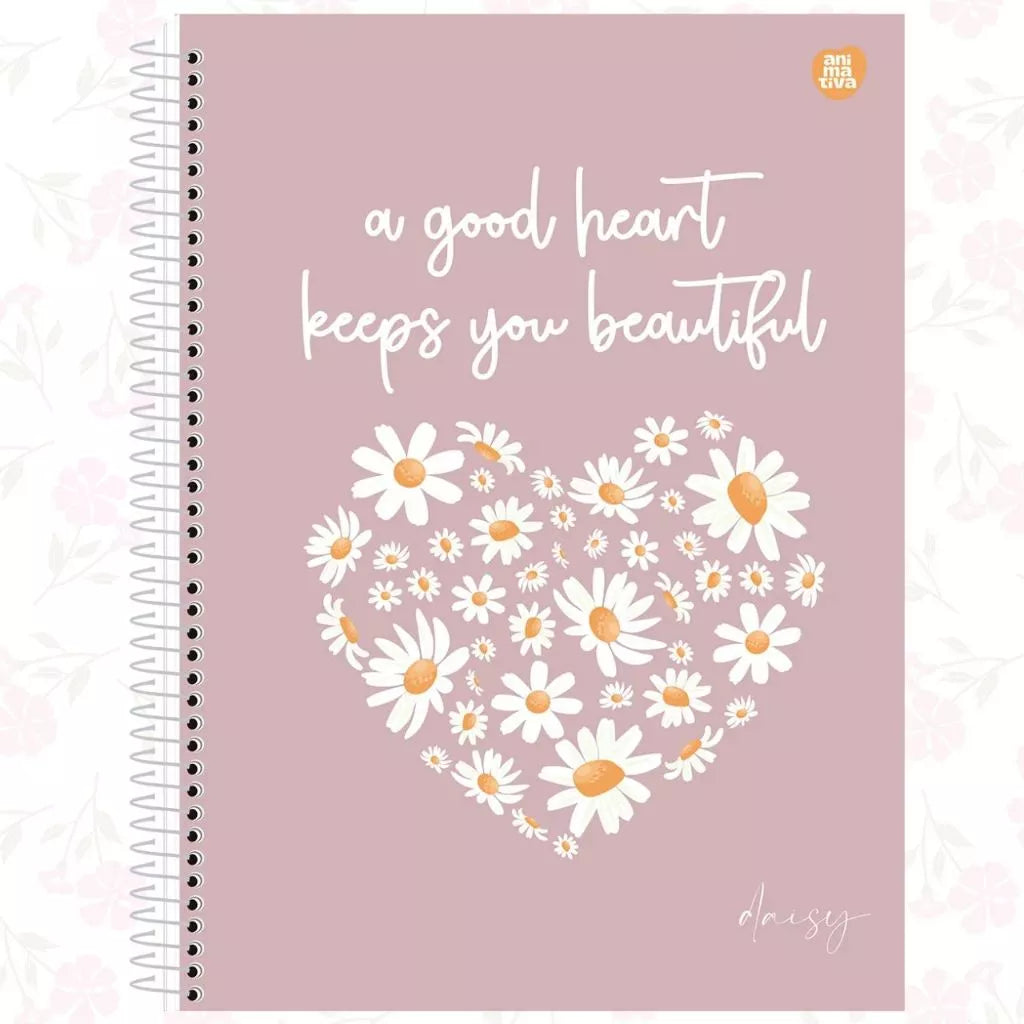 Kit 4 Cadernos 10 Matérias Universitário Espiral Flores