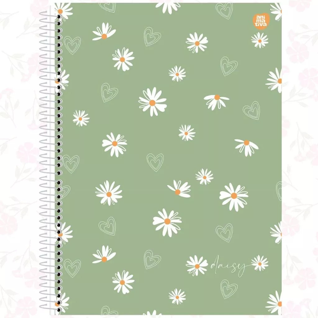 Kit 4 Cadernos 10 Matérias Universitário Espiral Flores