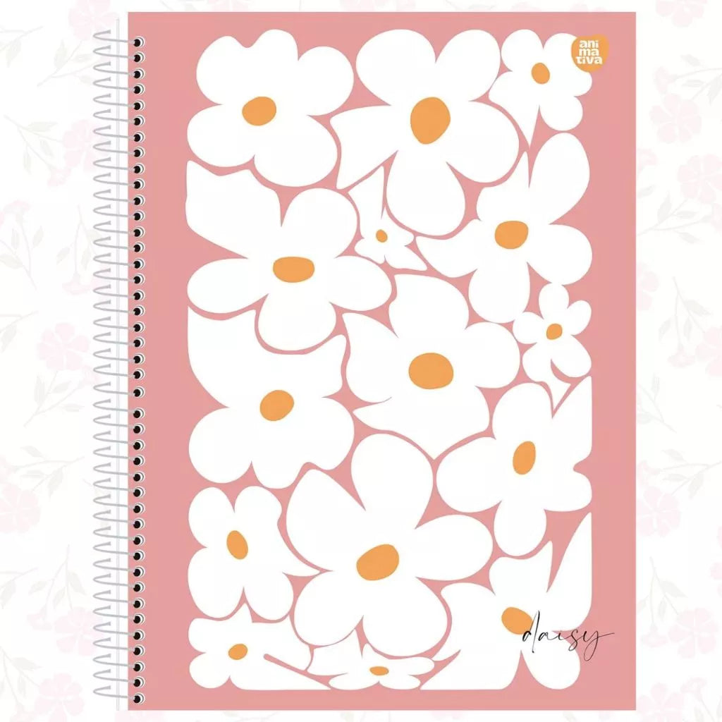 Kit 4 Cadernos 10 Matérias Universitário Espiral Flores