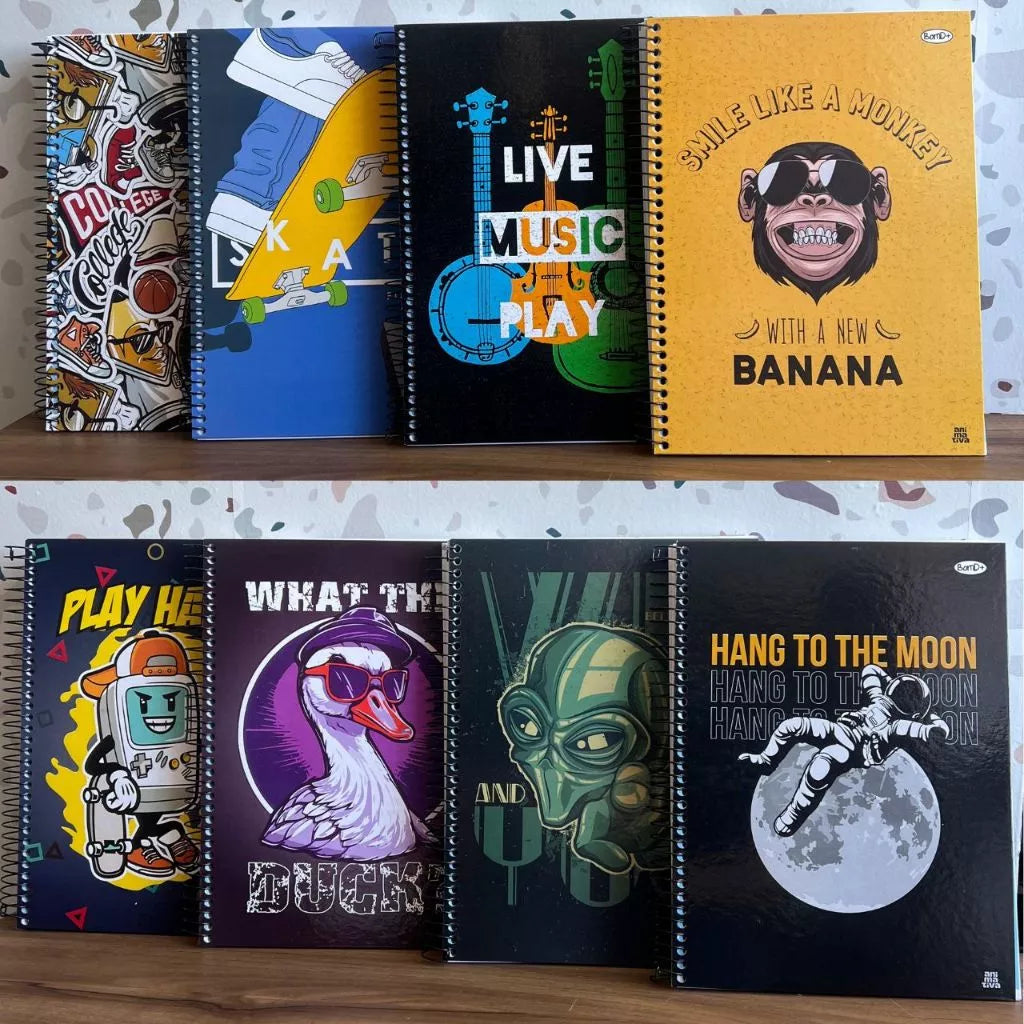 Kit 4 Cadernos Universitário 10 Matéria CD 160 Folhas Animativa Bom D+ Masculino SD