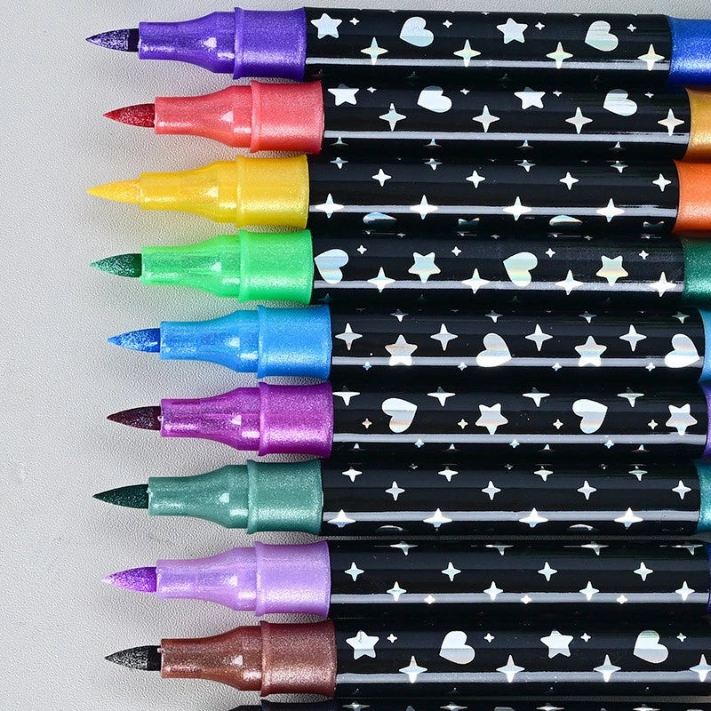 Caneta Marcadora Glitter Dupla Ponta 96/72/48/24 Cores | Arte, Escola, Planner, Desenho