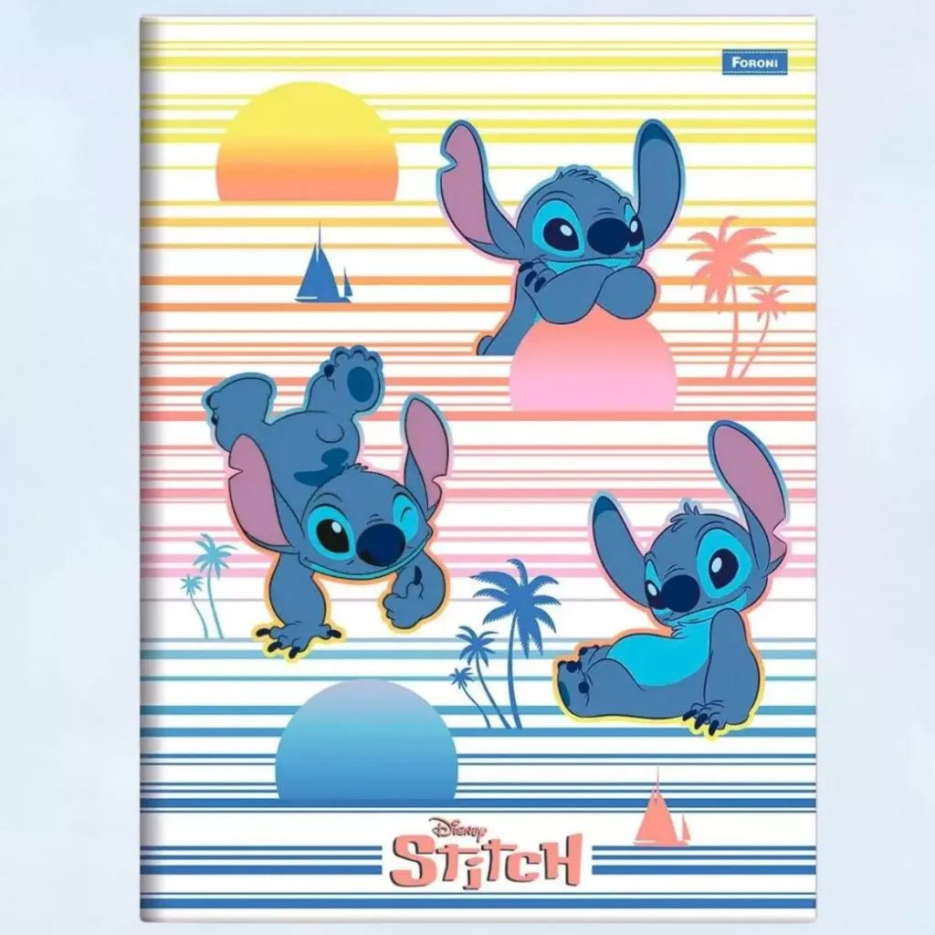 Kit 5 Caderno Brochura Grande Lilo Stitch 80fls Capa Dura Foroni