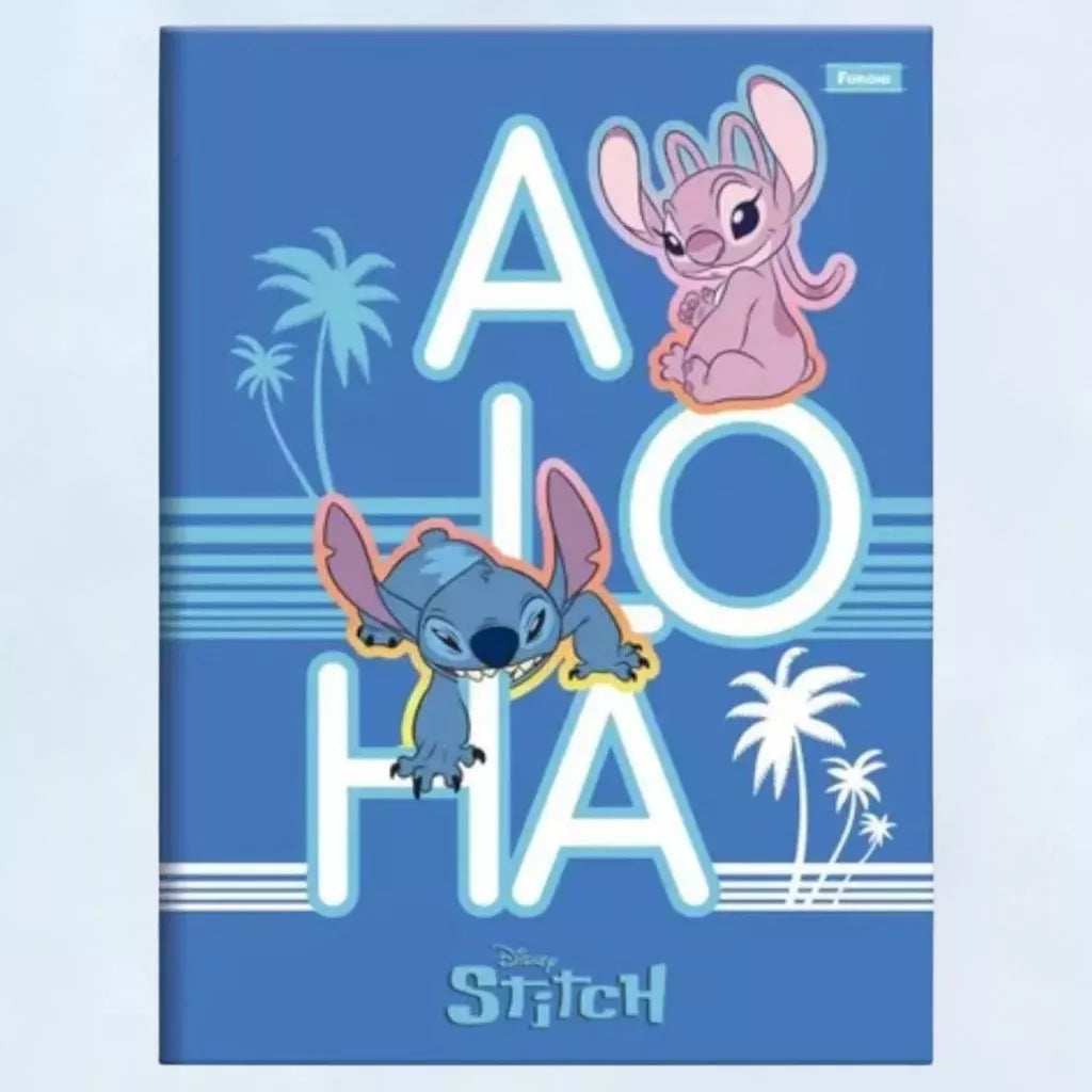 Kit 5 Caderno Brochura Grande Lilo Stitch 80fls Capa Dura Foroni