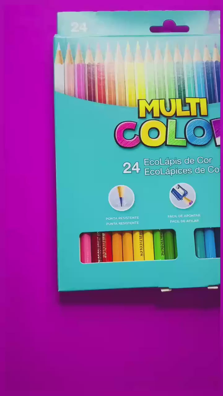 Kit 3 Caixas de Lapis De Cor 24 Cores Multicolor