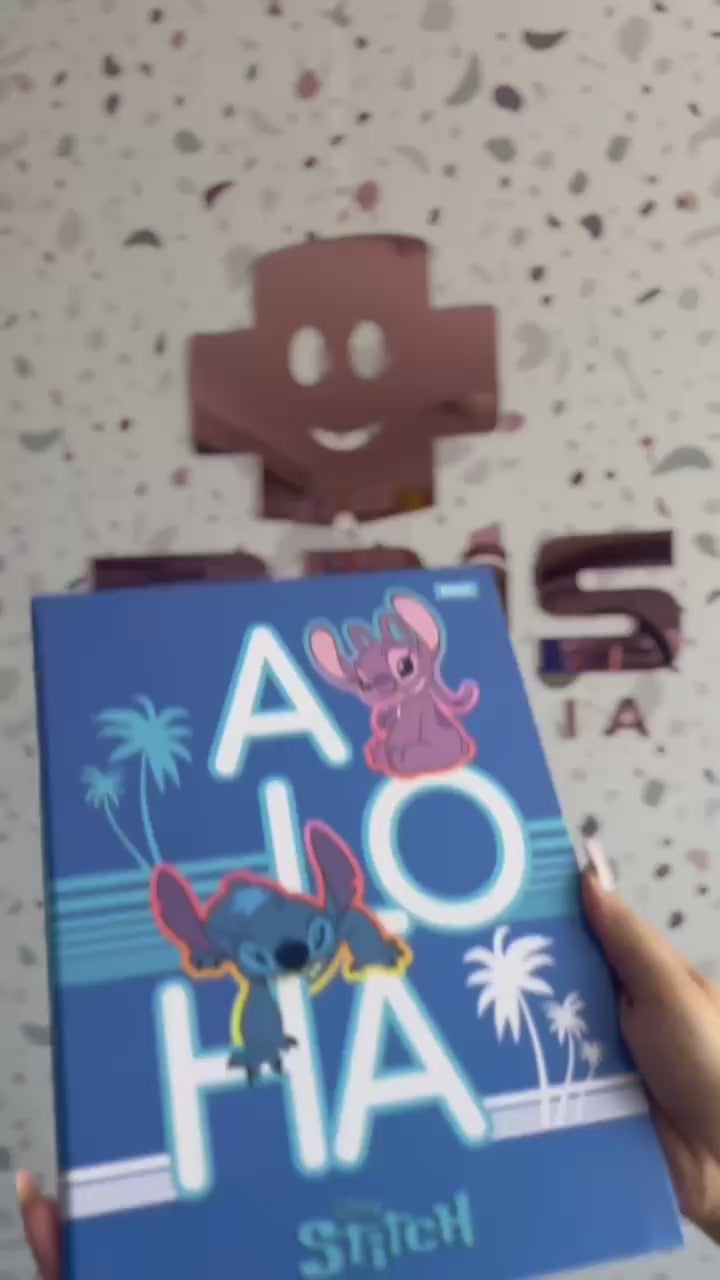 Kit 5 Caderno Brochura Grande Lilo Stitch 80fls Capa Dura Foroni