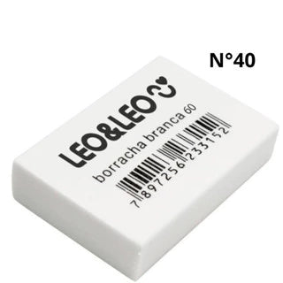 Kit 20 Unidades Borracha Branca Escolar N°20/40/60 Leo&Leo