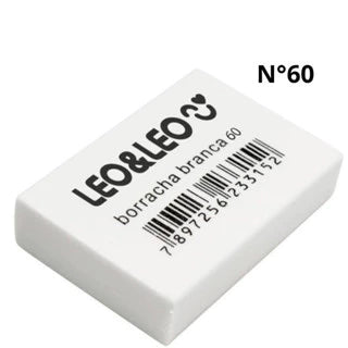 Kit 20 Unidades Borracha Branca Escolar N°20/40/60 Leo&Leo