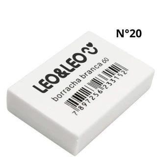 Kit 20 Unidades Borracha Branca Escolar N°20/40/60 Leo&Leo
