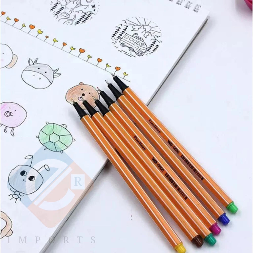 kit 24 Canetas Coloridas Fine Line Ponta Fina 0.4 mm 1ª Linha